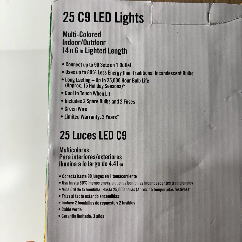 Home Accents Holiday 25 Multi-Colored Faceted C9 LED Christmas Lights One Spare